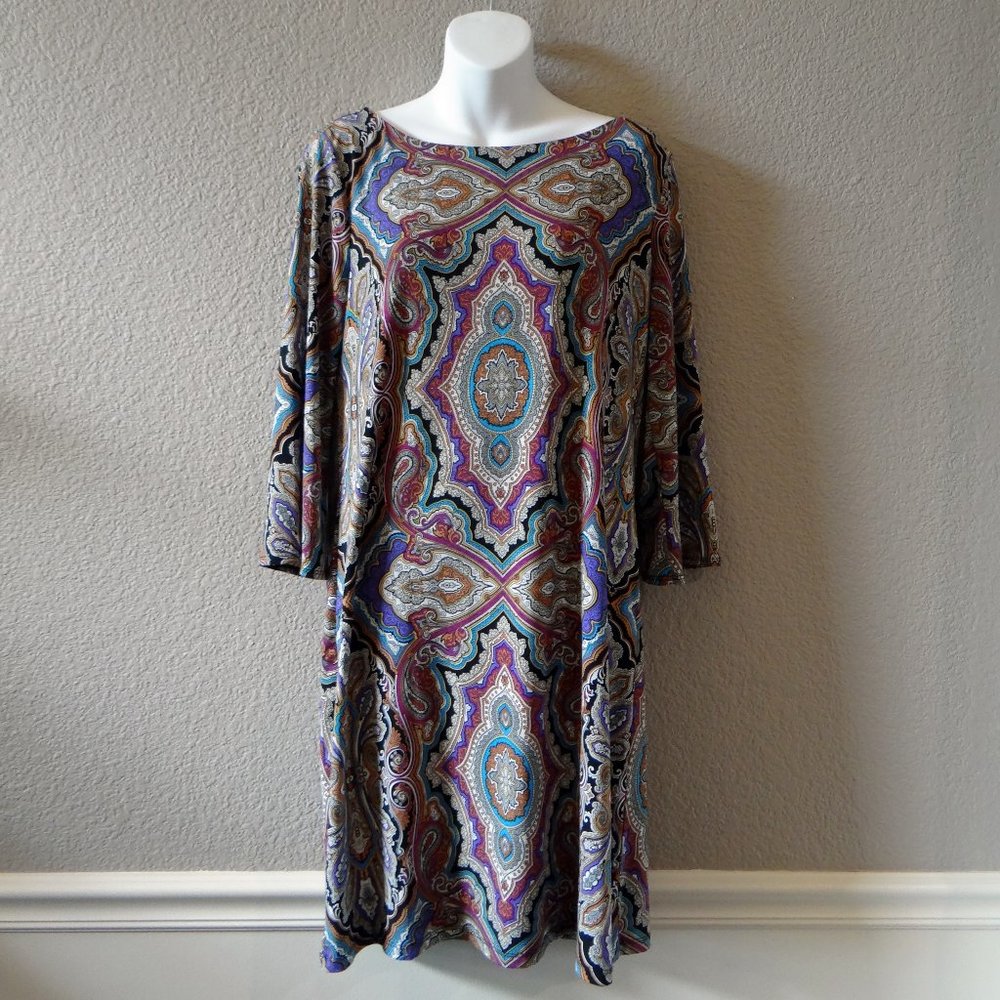 Nicole by Nicole Miller Multi-Colored Paisley Print Sheath Dress Size M